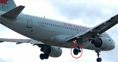 Airbus A319-100 авиакомпании Air Canada потерял колесо на одном из шасси