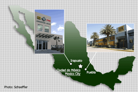 Сейчас Schaeffler в Мексике имеет два завода: подшипниковый в г. Ирапуато и по производству автокомплектующих в г. Пуэбла